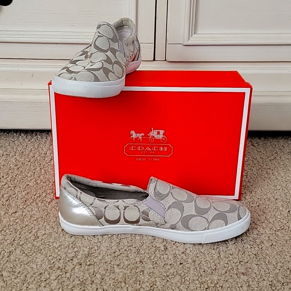 Coach Silver slip on sneakers